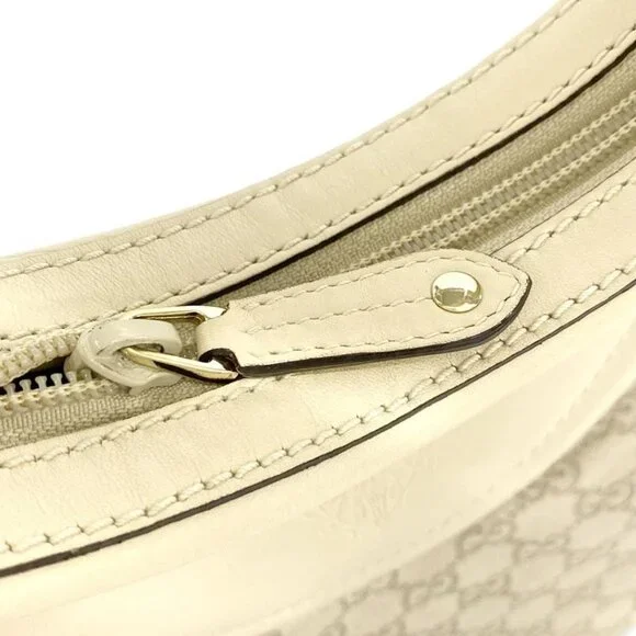 GUCCI Hysteria Crest / Shimmerline Cream Leather Shoulder Bag 515-060625